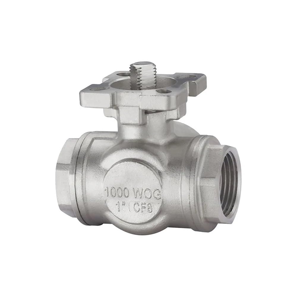 DN8/DN10/DN15/DN20/DN25 SS304 Stainless Steel High Platform Three-way Female Thread Ball Valve T/L Type(DN10,L Type)