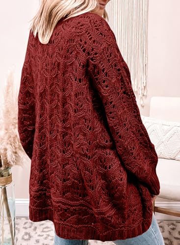 Image of Eytino Womens Plus Size Crochet Cardigan Sweater Long Sleeve Hollow Out Open Front Cardigans Outwear(1X-5X)