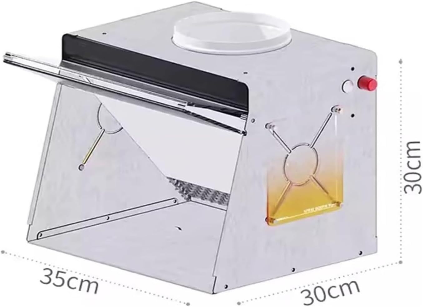Kit cabina di verniciatura a spruzzo portatile con aerografo, illuminazione a LED e ventola a velocità variabile, ideale per modellismo, nail art e ceramica.