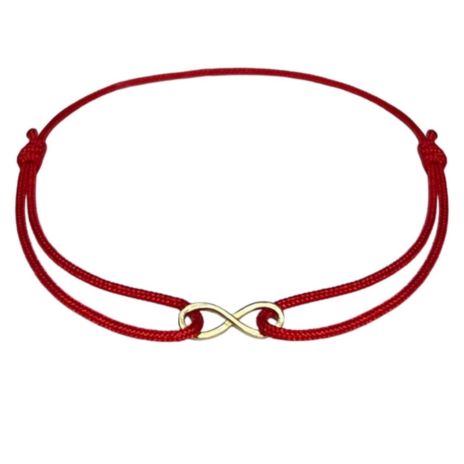 Luck Strings14k Solid Gold Infinity Cord Bracelet String Charm Adjustable Jewelry Unisex Rope Thread Bracelets for Women Men - Valentines Day Gift, Spiritual Protection, Eternal Love