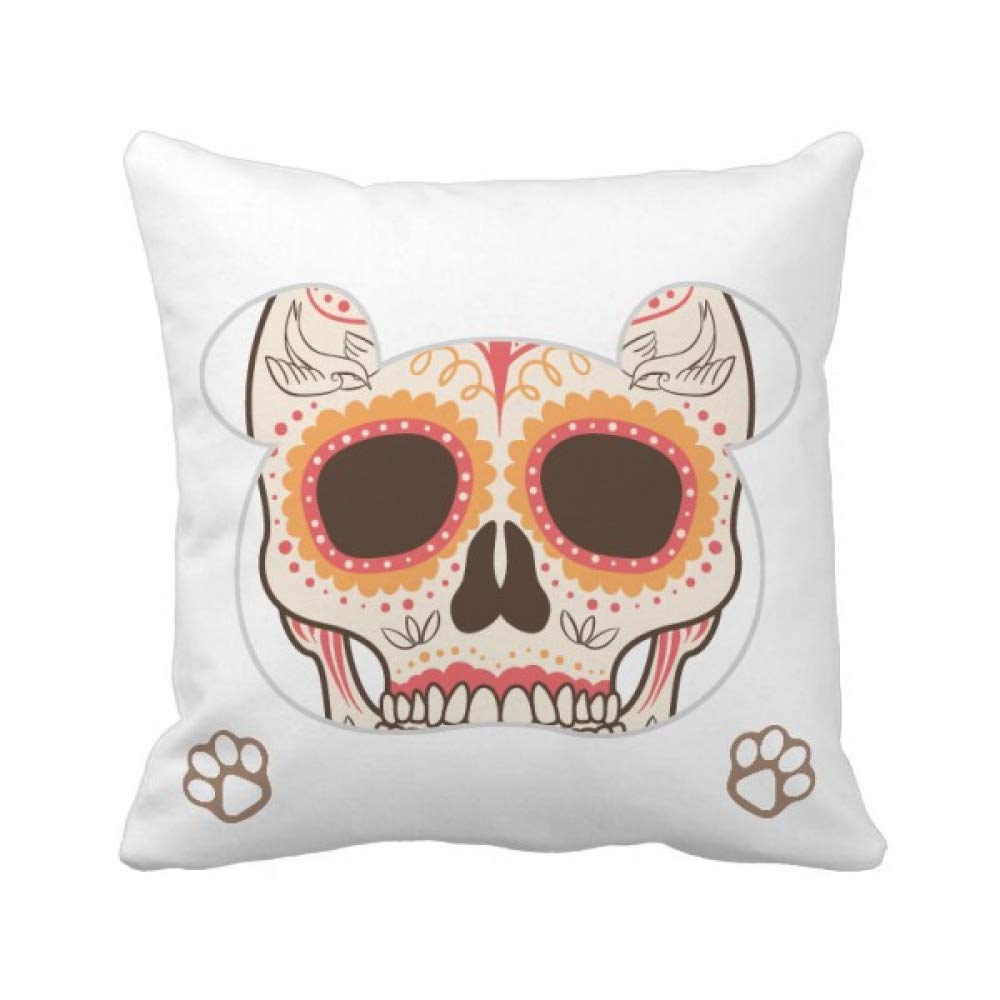 Housse de coussin tête de mort rose carrée 45x45 en tissu pour chambre ado