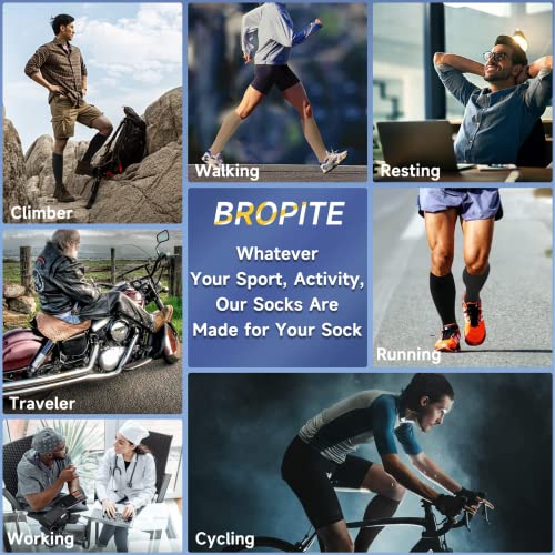 Image of bropite Zipper Compression Socks Women & Men - 2Pairs Calf Knee High 15-20mmHg Open Toe Compression Stocking suit for Walking