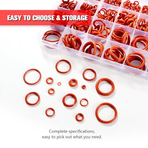 YIXISI 385 PCS 24 Sizes Red O-Rings Assortment Kit, Silicone Metric O-Rings, for Tap Plumbing Washer Seal & Auto Quick Repair - Image 3
