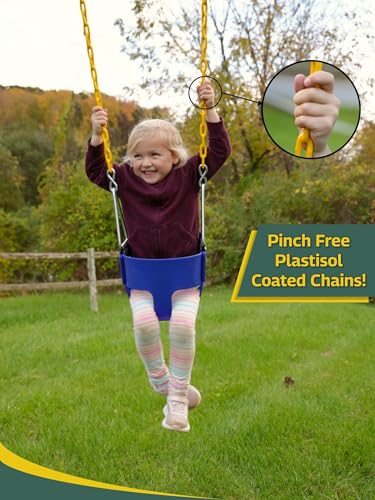Eastern Jungle Gym Heavy-Duty High Back Full Bucket Toddler Swing Seat | Coated Chains Fully Assembled | Blue Swing Set Accessory