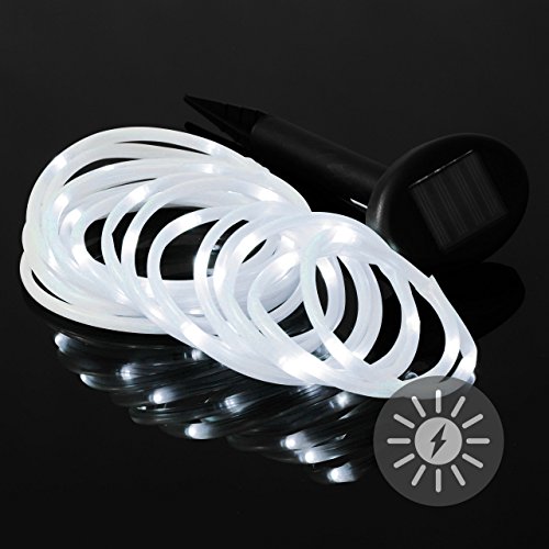 Preisvergleich Produktbild Nexos Lichterschlauch Solar 50 LED kalt weiß Pavillon Beleuchtung 5 m Gartenbeleuchtung Solarlichterkette Außenlichterkette Akku Wieder aufladbar
