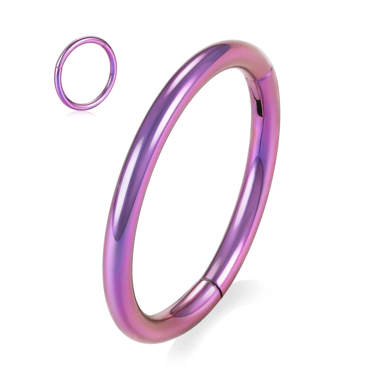 hengkaixuan 316L Surgical Steel Nose Hoop Ring Hinged Segment Clicker Ring Cartilage Helix Lip Tragus Conch Piercing Jewellery Sleeper Earrings Septum Lobe Hoop Earring for Women — view 13