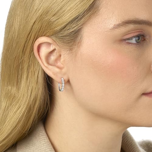 Lab Grown Diamond Huggie Hoop Earrings for Women I 10k White Gold Earrings for Her I IGI Certified 1/3 to 1/2 Carat Diamonds (I-J, SI1-SI2, cttw) Hinged Hoops2