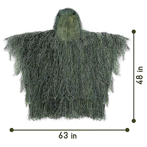 Ghillie Suit Ghillie Poncho for Hunting Superior Camo Hunting Clothes for Men Hunting Cape Camouflage Cloak Stealth Ghillie Suit for Halloween Hunting Bird Watch Military CS Woodland Hunting - Thumbnail 4