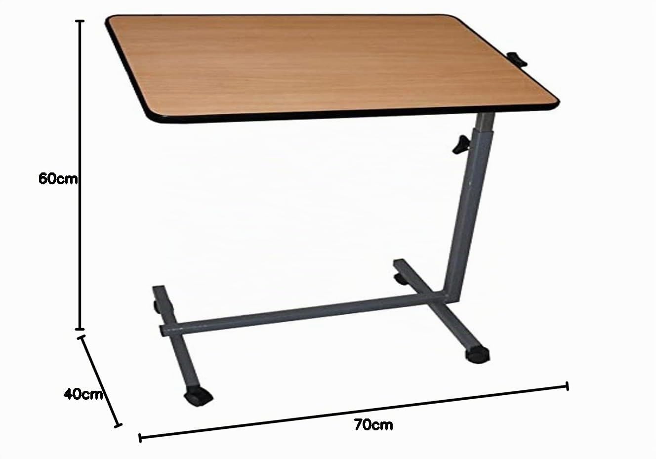Queraltó Table d'appoint à roulettes, pour lit et canapé, Réglable en Hauteur, Plateau inclinable, Couleur Bois Marron Mesa Easy 40 x 60 x 70/105 cm