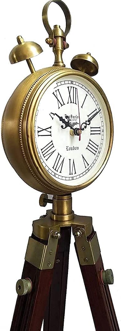 Vintage Wooden Clock Floor Clock Office Floor Clock Nautical Wooden Tripod Stand Clock Room Corner Clocks Grandfather Clock Home Decorative Clock Victorian Wood Base Floor Clock