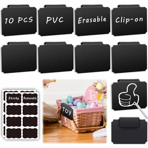 27-Piece Set of Basket Labels Clip On for Storage Bins: 10 Erasab...