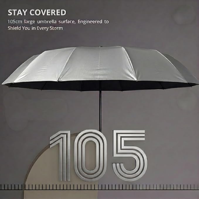 Image of STAR WORK Small Wooden Handle Compact UV Protection Umbrella, Automatic Open Hook Handle Stick Golf Umbrellas for Rain, Sun & Wind Protection.