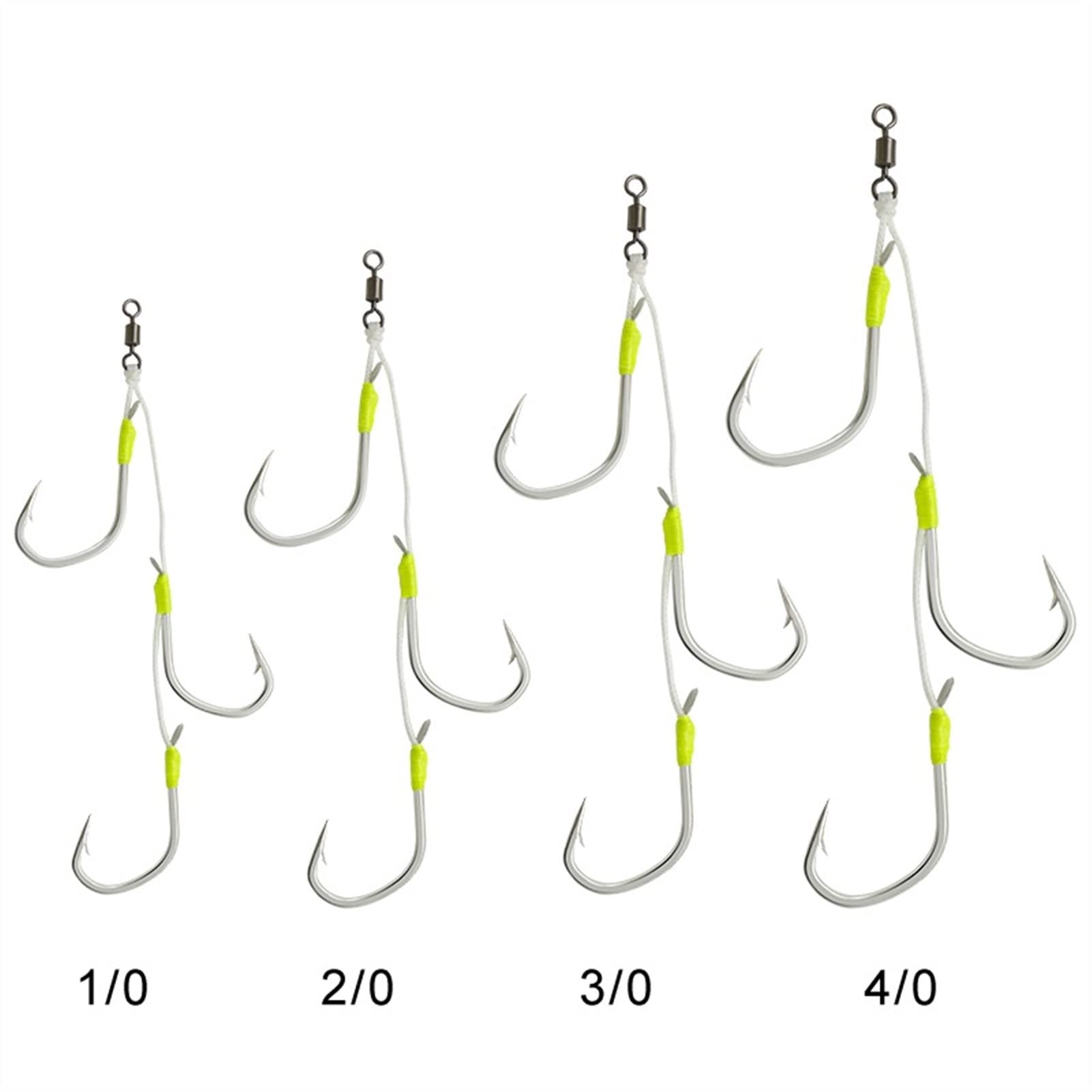 CASAKM Pezzi Amo da Pesca Ganci Lenti Jig Ganci Tripla Assist Gancio da Pesca Set Elevato in Acciaio al Carbonio Pesci Pesci Fishhook Accessori ad Acqua salata Gancio da Pesca in Alto (Color : 4-0)