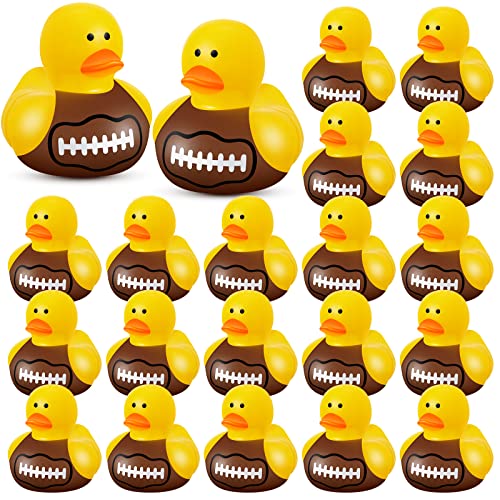 100 Pcs Football Rubber Ducks Floating Bath Toy Football Shower Toy Sports Themed Mini Ducks for Bathtub Party Birthday Decoration