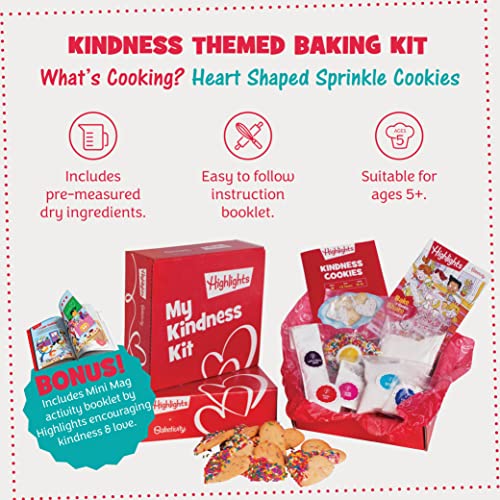 Kids Baking Kit By Baketivity + Highlights Magazine Booklet | Kindness Themed Baking Set For Kids | Diy Arts And Crafts Kids Baking Set | Heart Shaped Sprinkle Cookies | Kosher #TOP1
