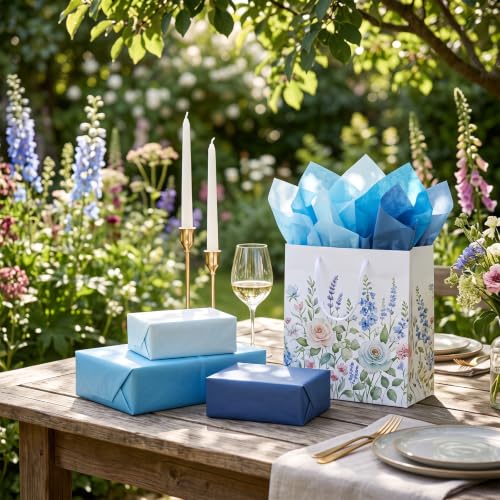 Image of BEISHIDA 90 Sheets Dusty Blue Series Tissue Paper Bulk for Gift Wrapping