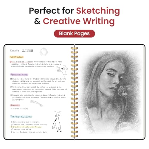 Image of Taja Blank Spiral Notebook for Work, 5.7 inchx7.9 inch Spiral Plain Sketch Notebook