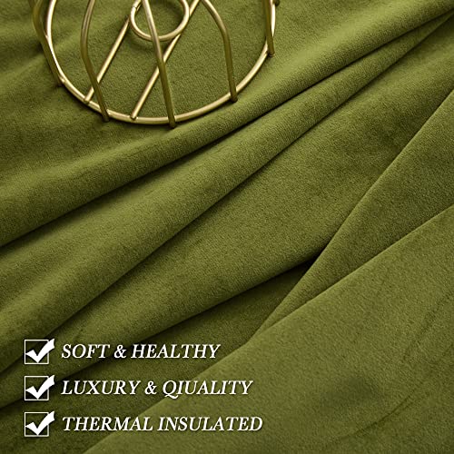 Image of RYB HOME Velvet Room Divider Curtains 84 inches, Noise Reduce Barrier for Nursery, Large Window Curtains for Sliding Glass Door /Storage /Space Room, Moss Green, W 62 x L 84, 2 Panels Set