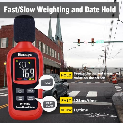 image for Noise Decibel Meter, Gedaye Sound Level Meter Range 35-135dBA, SPL Met