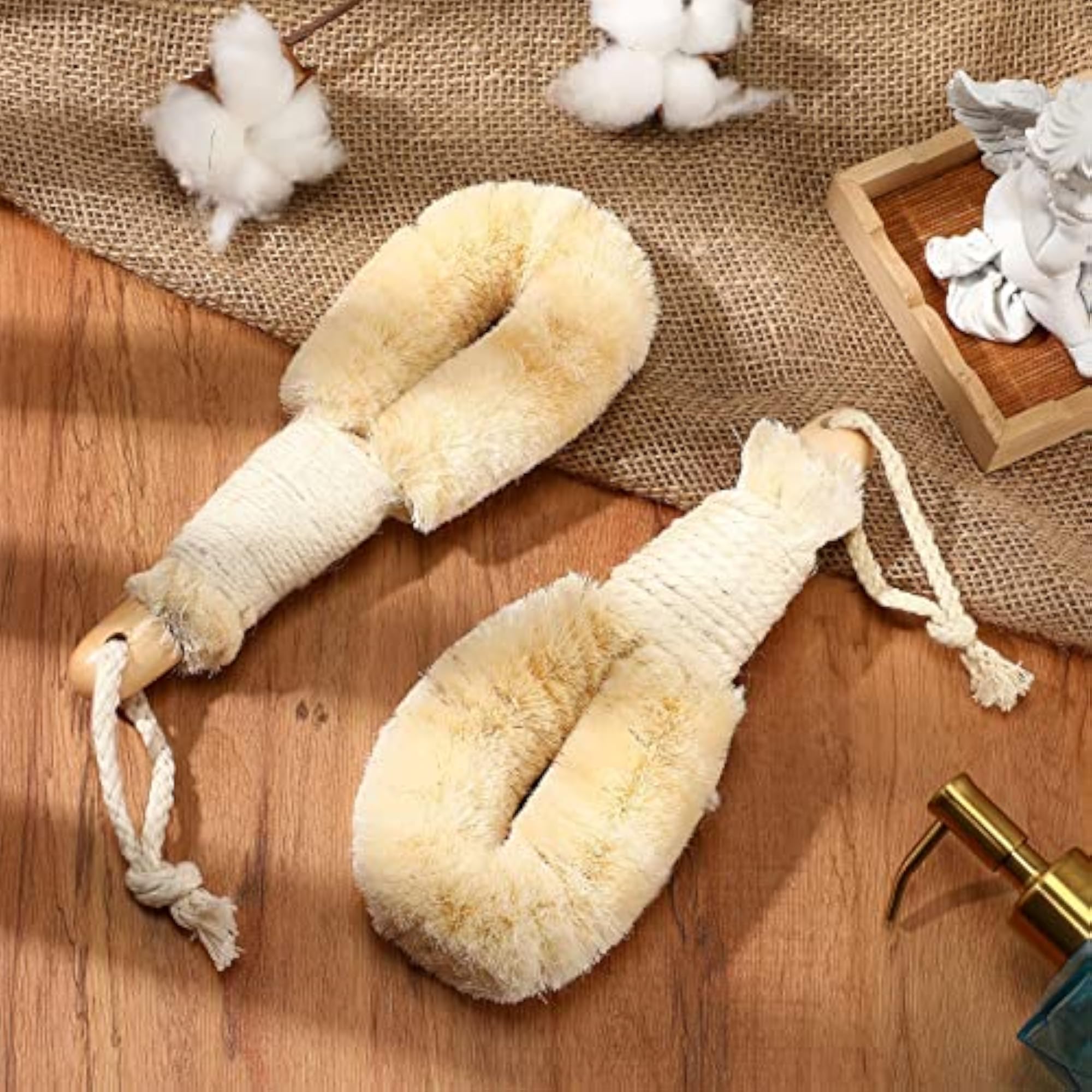 2 Pcs Dry Brushing Body Brush Exfoliating Natural Sisal Fiber
