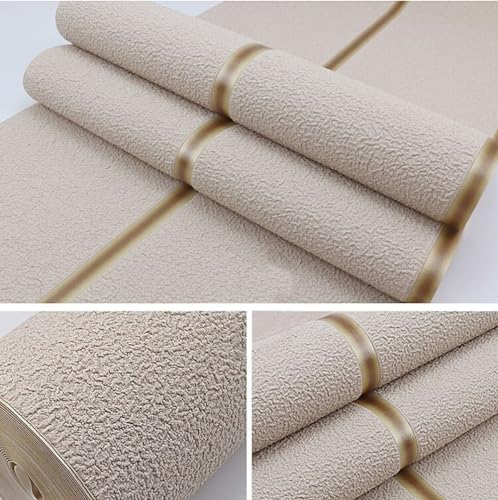 EEYZD Papel pintado grueso piel de ante imitación no tejida, rollo papel pintado flocado moderno 3D, no autoadhesivo, adecuado para dormitorio, sala estar, fondo TV,Caqui,0.53m x 10m
