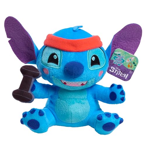 Disney Stitch That’s So Stitch Small 7-inch Plush with Barbell Stuffed Animal, Soft Material, Kids Toys for Ages 2 Up by Just Play