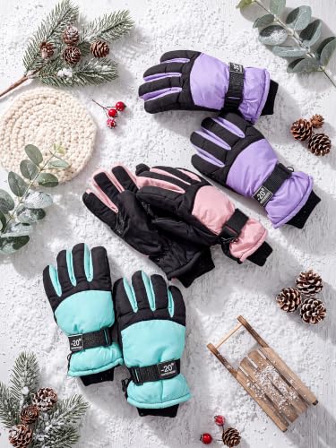 Image of Bencailor 3 Pairs Kids Ski Gloves Children Winter Gloves