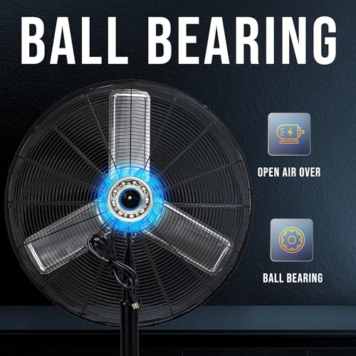 Image of Tornado 30 Inch High Velocity Pedestal Fan, 8850 CFM Industrial Metal Stand Fan, Non-Oscillating, 3 Speed, 10 FT Power Cord, UL Safety Listed for Commercial & Warehouse Use