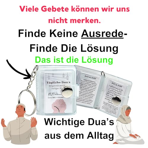 Generisch Islamisches Bittgebete Minialbum Schlüsselanhänger, Duʿāʾ Gebetssammlung, 4,5 x 3,5 cm, 16 Gebete (1)