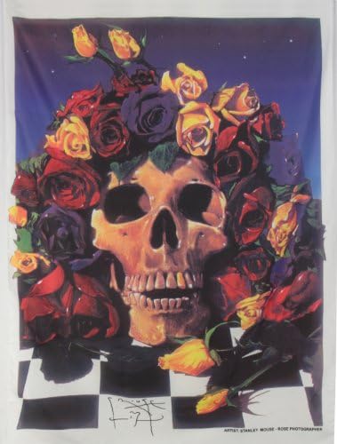 Timeless Skull & Roses Mini Tapestry Wall Hanging Fabric Poster Art by Stanley Mouse - 30x42 Inches - Magical Decor for Dorm Rooms & Apartments