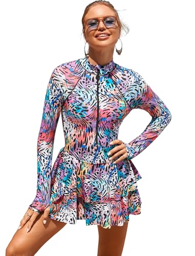 Maillot De Bain Une Pièce Surf Manches Longues Zip Avant Fille 500 Lucy Lilas