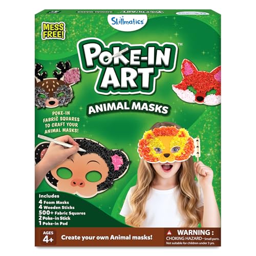 Image of Skillmatics Poke-in Art - Animal Masks, Mess-Free Fun for Kids, DIY Craft Kit, Creative Activity, Gifts for Girls & Boys Ages 4, 5, 6, and Up