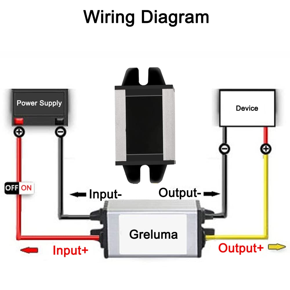 Greluma 1 Pezzo DC 24v a 12v Regolatore Riduttore Step Down Convertitore 5A 60W Adattatore di Alimentazione per Sistema Solare Auto Camion Veicolo Barca (Ingressi DC 15-40V)