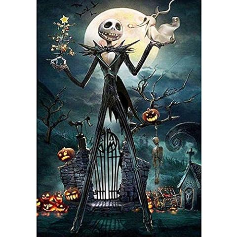 BiBeGoi Halloween Diamond Painting Art,The Skullhead Jack,DIY Rhinestone Full Round Diamond Drill Kit,Gem Art Craft Home Game for Adult and Kid,Wall Painting Kit 15.8x11.8 inch Cover