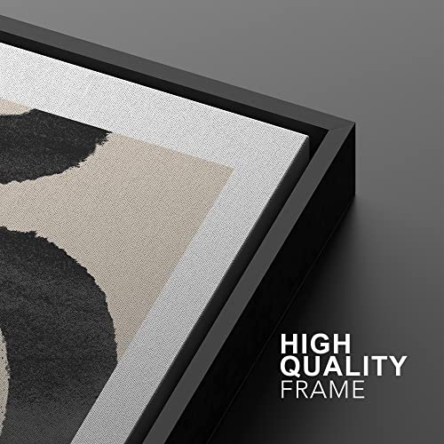 SIGNWIN Framed Wall Art Print Set Black Squiggly Lines Over Tan Background Abstract Swirly Digital Art Modern Art Mid-Century Modern Expressive for Living Room, Bedroom, Office - 24\"x36\"x2 Black - Thumbnail 4