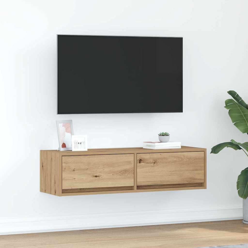 Meuble TV chêne artisanal de qualité supérieure, buffet de rangement chic 100 cm