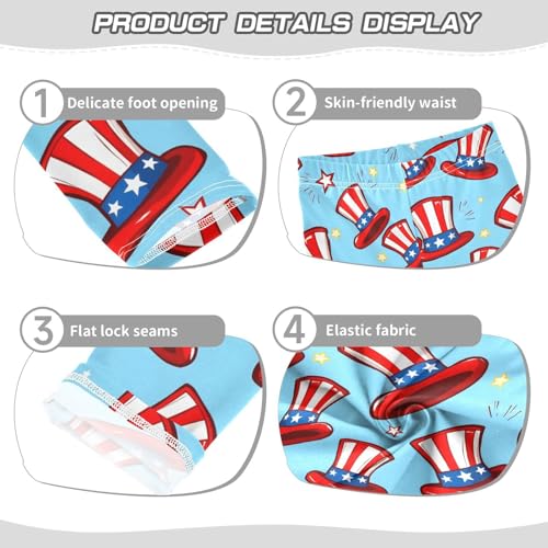 American Flag Magic Hat Blue Girls Leggings Ultra Soft Compression Yoga Gym Pants for Kids 4-10T3