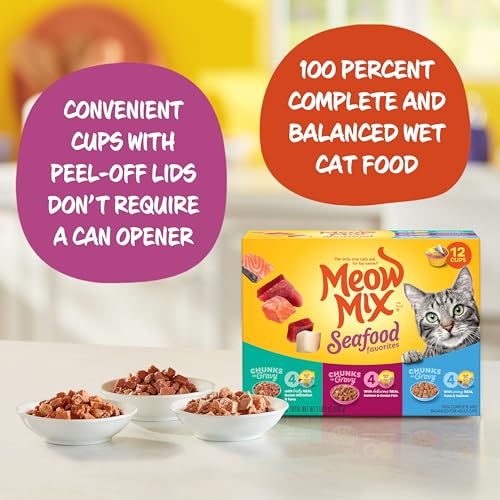 Meow Mix Seafood Favorites Variety Pack Wet Cat Food, 2.75-O