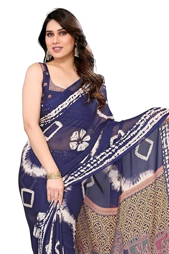Image of MIRCHI FASHION Saree for Woman Chiffon Shibori Printed | Lightweight Regular Use and Professional Office Sari with Blouse Piece