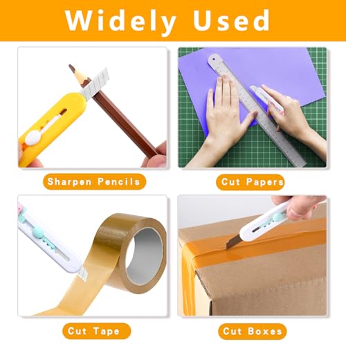 Image of Box Cutter Retractable Mini Utility Knife Small Safety Cutter, Open Clamshell Packaging, Box Opener, Trim Photos, Arts Crafts, Cartons, Cardboard, Letter Opener 6 Pack
