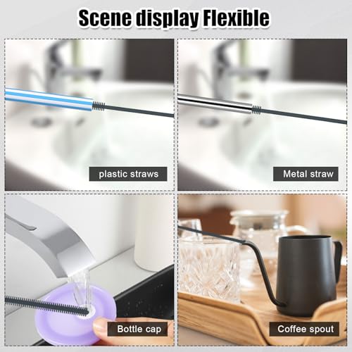 3 Stück Reinigungsbürste, 24 cm Extra Lang Silikon-Strohhalmbürste 6/8/10 mm Wiederverwendbarer Strohhalmreiniger für Wasserflaschen Fugenbürste Pfeifenreiniger Küchenreinigungswerkzeug (Grau)