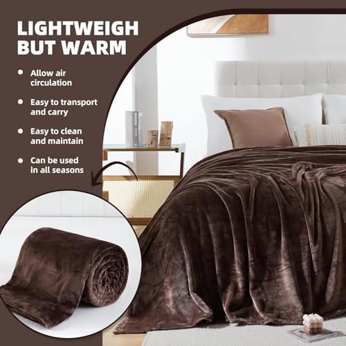 Image of Harleen Blankets, 250 GSM Super Soft Flannel Cozy Blankets for Single Bed, Washable Lightweight Blanket for Couch Sofa Bed Office, Warm Plush Blankets for All Season (60 inchx90 inch) (Coffee, Single)