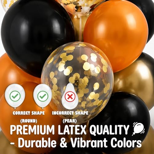 Image of Balloon Column Kit Set of 2 With Balloons Included - with Base, and Pole,Balloon Tower Backdrop Decoration for Wedding, Baby Shower, Birthday Party, or Bachelorette Parties (Black Orange)