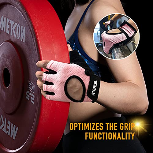ATERCEL Weight Lifting Gloves Full Palm Protection, Workout Gloves for Gym, Cycling, Exercise, Breathable, Super Lightweight for Men and Women(Pink, X-Large) by ATERCEL - Used condition - Image 4