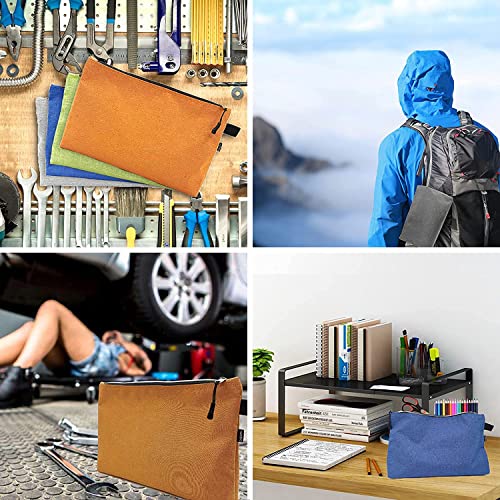 Diecfh Tool Pouch Zipper Bag -4Pack Heavy Duty Waterproof Tools Bags 12.8X8X2Inch Utility Oxford Canvas Storage Pouches Multipurpose Organizer Tote Bags,Orange, Green, Blue, Gray #TOP6