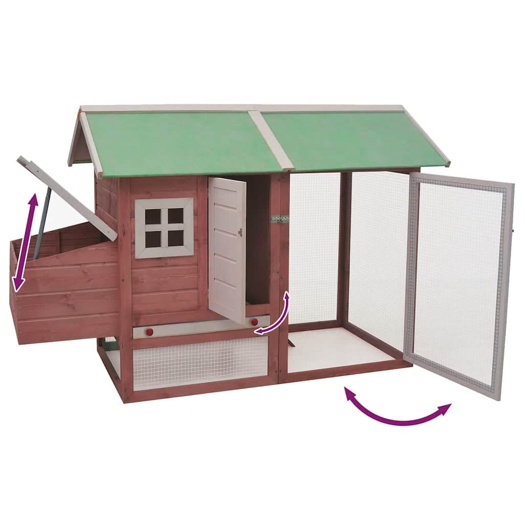 Gallinero madera maciza de pino y abeto moca 170x81x110 cm,Producto para mascotas y animales,Productos para mascotas,Productos para animales pequeños,Jaulas y habitáculos para animales pequeños-170862