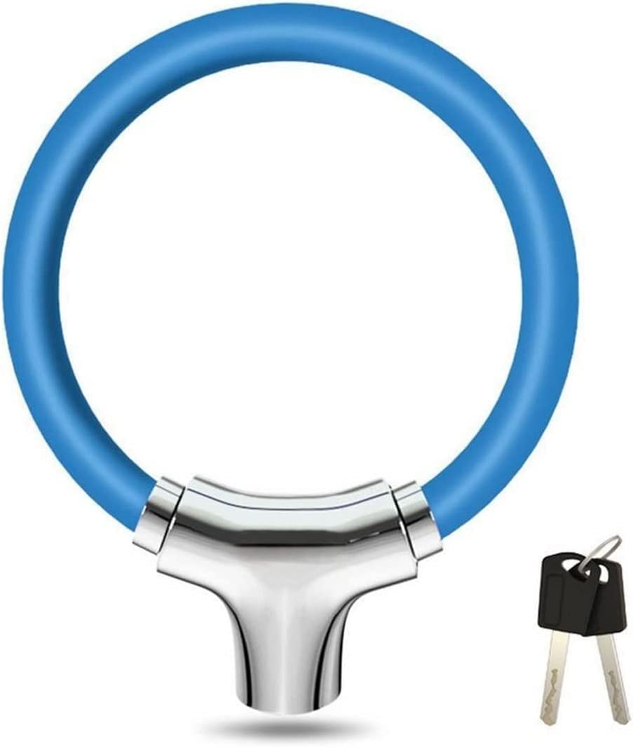 Lucchetto antifurto per Bicicletta, Cavo in Acciaio Inossidabile per Moto, MTB, Bici, Lucchetto di Sicurezza con 2 Chiavi (Blu 14x12 cm)