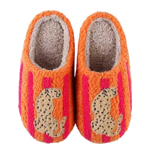 Image of Highland Cow Slippers for Women Plush Scottish Highland Cow Animal Slippers Warm Non Slip Home Indoor Slippers