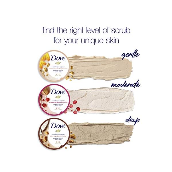 Dove Scrub For Silky Smooth Skin Brown Sugar & Coconut Butter Body Scrub Exfoliates & Restores Skin's Natural Nutrients, 10.5 oz, 4 Count