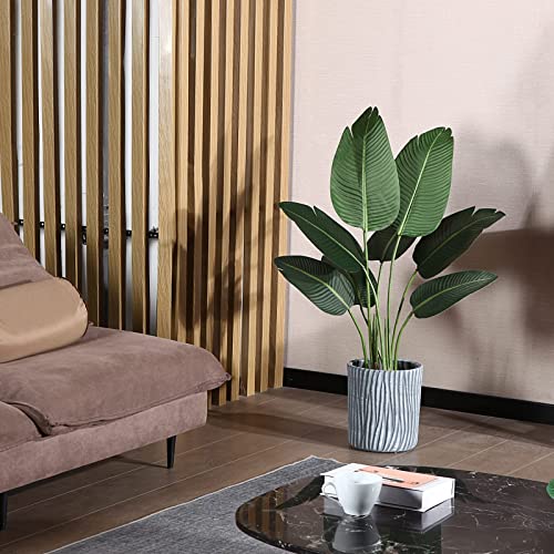 Ferrgoal Artificial Bird Of Paradise Plants 4 Ft Fake Tropical Palm Tree With 8 Trunks In Pot And Woven Seagrass Belly Basket Perfect Faux Plant For Home Indoor Outdoor Office Modern Decor Green 1 Pc… #TOP1